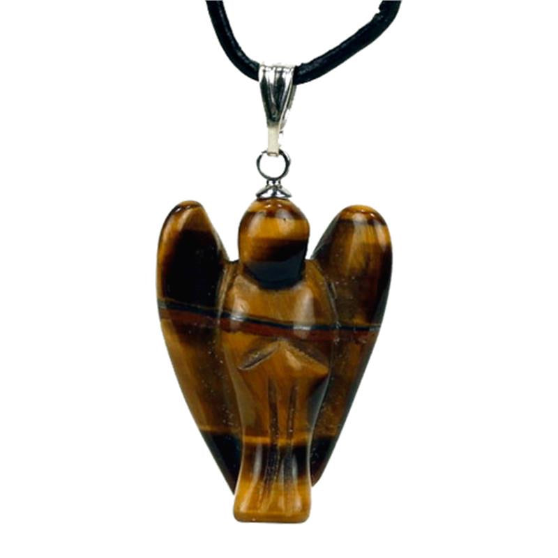 Μενταγιόν- Άγγελος απο Μάτι Τίγρης-Tiger Eye (δεν περιλαμβάνεται κορδόνι). Διαστάσεις: 3 εκ. - mykarma.gr