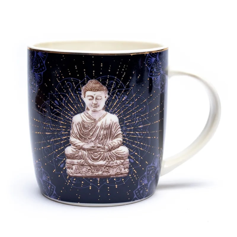 Ενα υπέροχο δώρο! Tea Infuser-Κούπα Buddha - Πορσελάνη - μπλε 400 ml. - mykarma.gr
