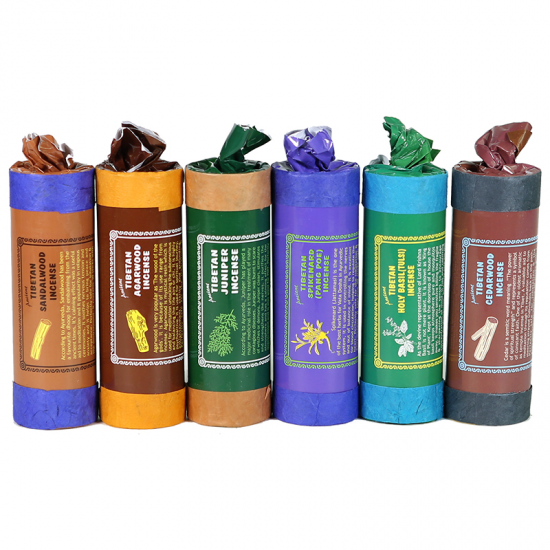 Σετ με 6 χειροποίητα θιβετιανα πακέτα Στικ.Καθε πακέτο περιέχει 30 Στικ & Βάση με Χρόνο καύσης για κάθε Στικ 60 λεπτά. - mykarma.gr