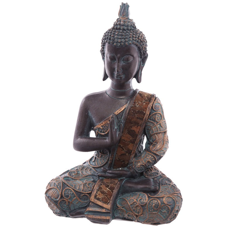 Άγαλμα μικρός καθιστός Thai Βούδας καφέ με εφέ οξείδωσης χαλκού.Βαρος 165g 10 x 6 x15cm - mykarma.gr