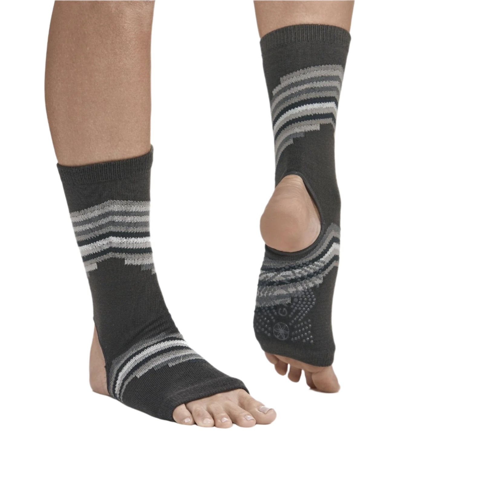 Gaiam Grippy Anklets Smoky Grey Socks | Αντιολισθητικές κάλτσες με ανοιχτά δάκτυλα & φτέρνα - one size - mykarma.gr