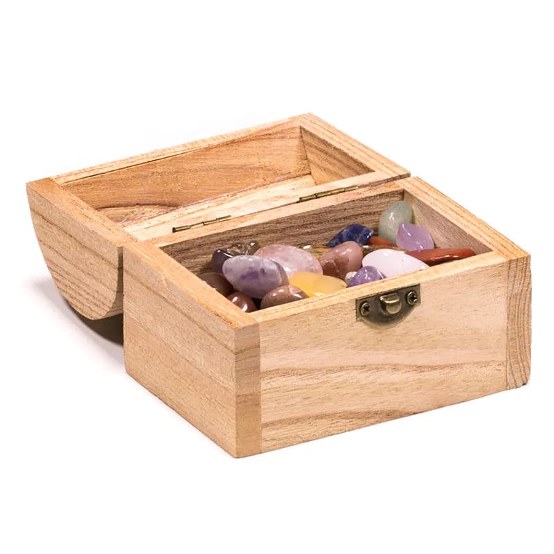 Φυσικό ορυκτό πέτρωμα-γυαλισμένοι Ημιπολύτιμοι λίθοι της Νότιας Αφρικής σε ξύλινο κουτί .Βάρος: 200 γρ - mykarma.gr