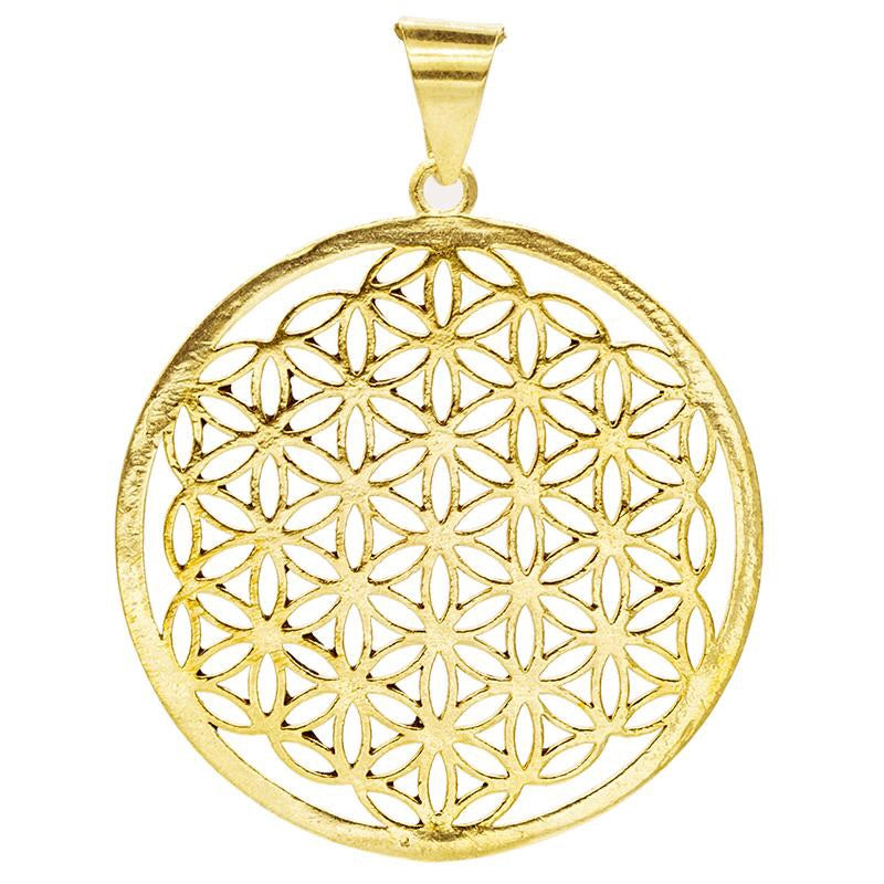 Μενταγιόν Flower of Life -Ορείχαλκος-χρώμα χρυσό   3 εκ - mykarma.gr