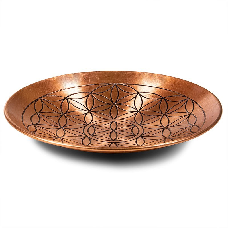 Πιάτο χαλκού (Offering Plate)με το Λουλούδι της Ζωής. Διαστάσεις 15 εκ. - mykarma.gr