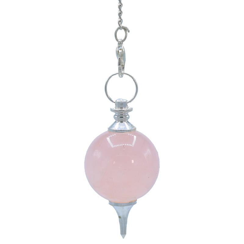 Εκκρεμές (Pendulum) Ροζ Χαλαζίας (Rose Quartz) & 7 Chakra ημιπολύτιμες πέτρες - σφαιρικό σχήμα - σε μέταλλο Βάρος: 24 g Διαστάσεις: 4,5 × 2,5 εκ - mykarma.gr