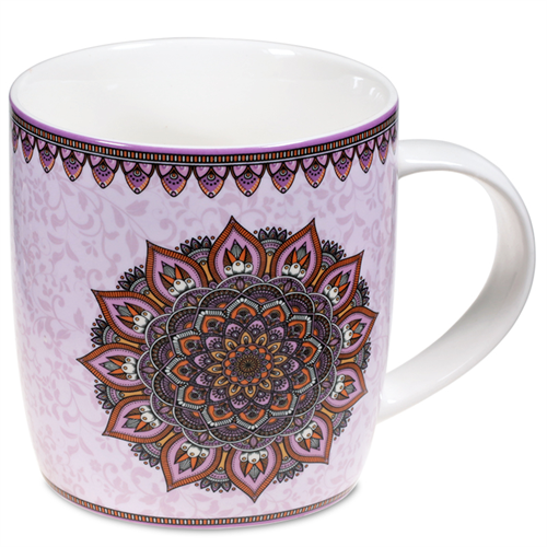 Ενα υπέροχο δώρο! Tea Infuser-Κούπα Mandala Μωβ -Πορσελάνη. 400 ml. - mykarma.gr