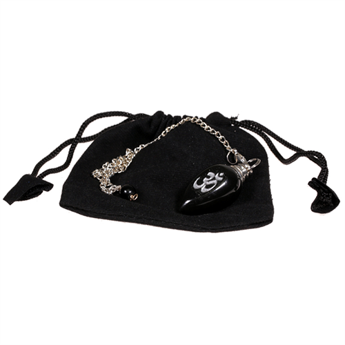 Εκκρεμές(Pendulum) Ohm απο Μαύρο Αχάτη (Black Agate)Μέγεθος 4cm Βάρος 16γρ. - mykarma.gr