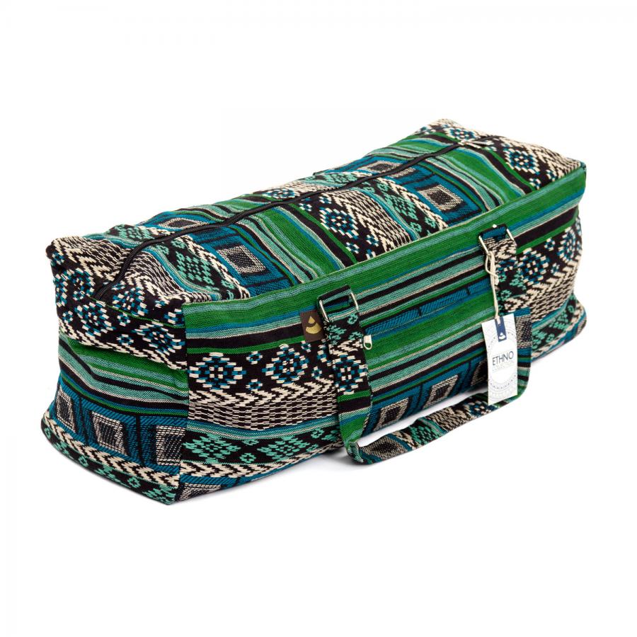Bodhi Yoga Kit Mat Bag Ethno - Τσάντα Μεταφοράς για στρώμα - βαμβάκι - μαύρο/άσπρο/πράσινο . Διαστάσεις 63cm x 20cm x 23cm - mykarma.gr