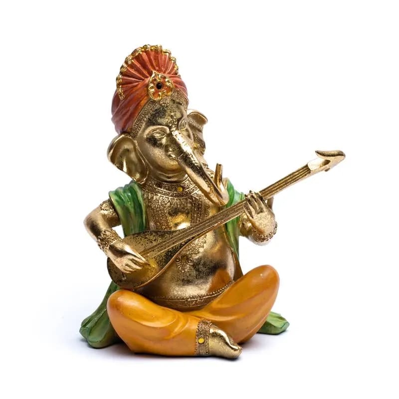 Άγαλμα Ganesh με Sitar - Θεός της Τύχης. Διαστάσεις: 27 x 21 x 11 εκ Βάρος: 1450 γρ - mykarma.gr