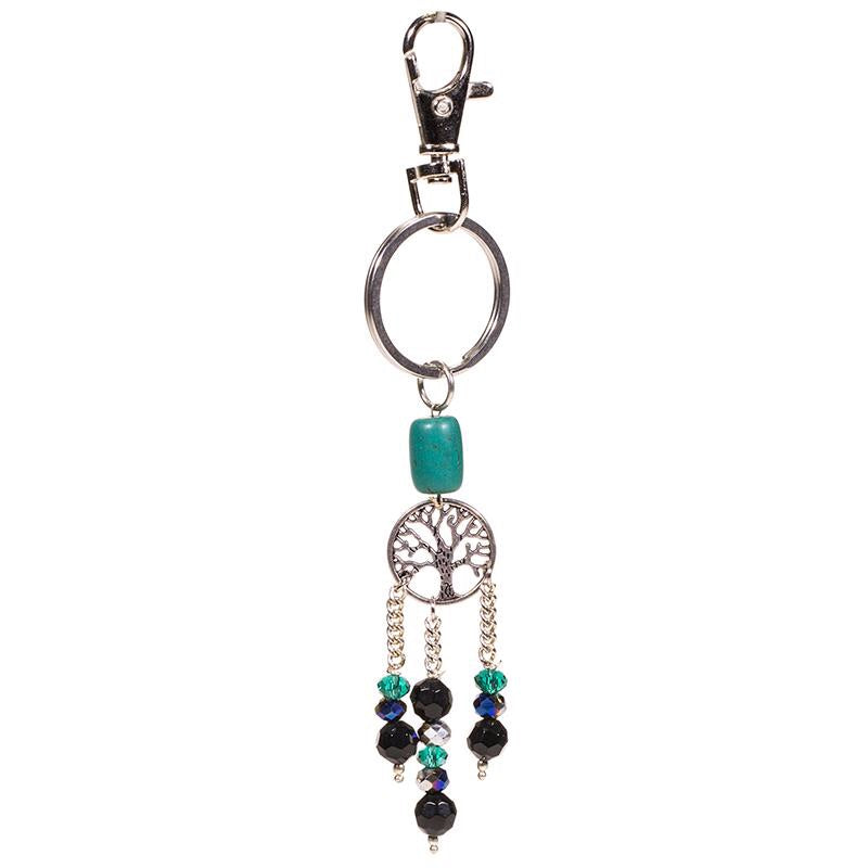 Μπρελόκ-Δέντρο της Ζωής & χαντρα Τυρκουάζ.Διαστάσεις: 13 εκ. - mykarma.gr