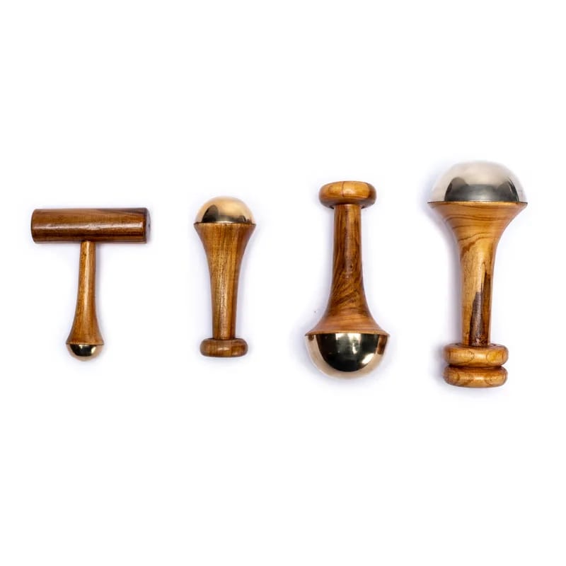 Kansa Wands-Σετ για αγιουρβεδικό μασάζ. Υλικό: Μπρούντζος και Ξύλο. Χαρτοκιβώτιο: 30x23.3x10 εκ. Βάρος:1000γρ. - mykarma.gr