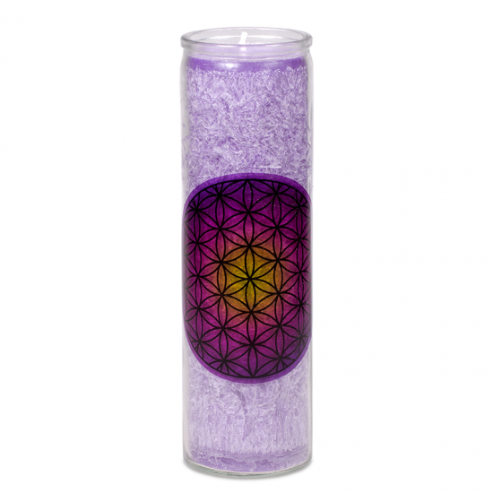 Αρωματικό Κερί - Flower of Life με αιθέρια έλαια Lavender, Mandarin, Vanilla-Χρόνος καύσης 100 ώρες. Διαστάσεις: 21 × 6,5 cm. - mykarma.gr