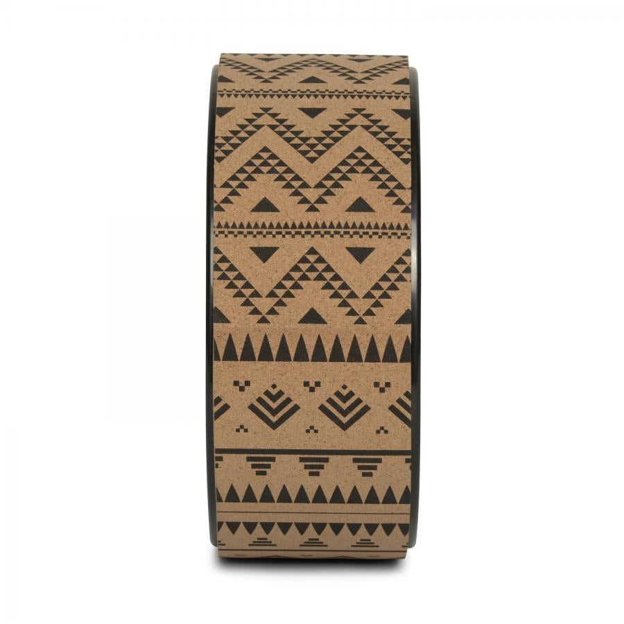 Bodhi - Yoga Wheel Samsara Cork Ethno Black-Τροχός Γιόγκα Block 32cm x 13cm - mykarma.gr