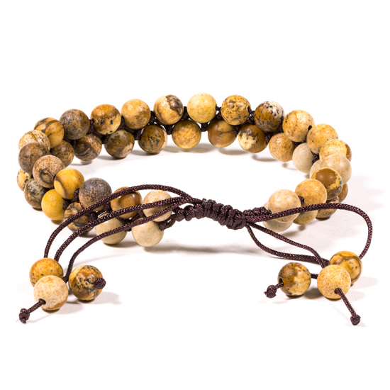 Βραχιόλι απο Ίασπι (Jasper)-διπλή σειρά. Χάντρα  0,5cm. Μέγεθος ρυθμιζόμενο. - mykarma.gr