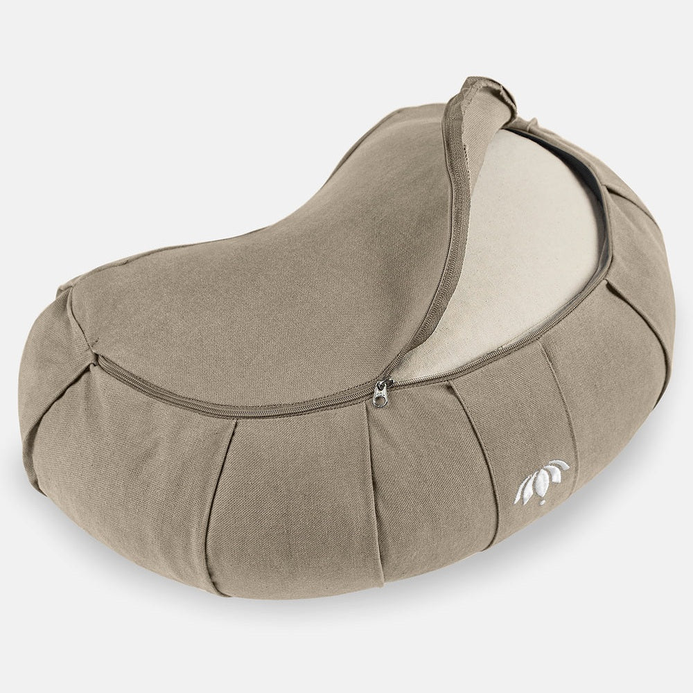 Lotuscrafts Μισοφέγγαρο Μαξιλάρι διαλογισμού Zafu Light Taupe - οργανικό βαμβάκι Μέγεθος: 42 x 30 x 15 εκ.Βάρος: 1,7 κιλά - mykarma.gr