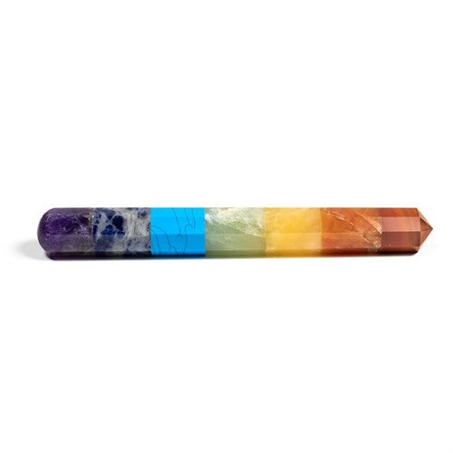 7 Chakra(Karnelian,Red Jasper,Peach Aventurine,Green Aventurine,Turquoise,Sodalite and Amethyst. )ραβδί για μασάζ.Διαστάσεις: 14 εκ.Βάρος 85γ. - mykarma.gr