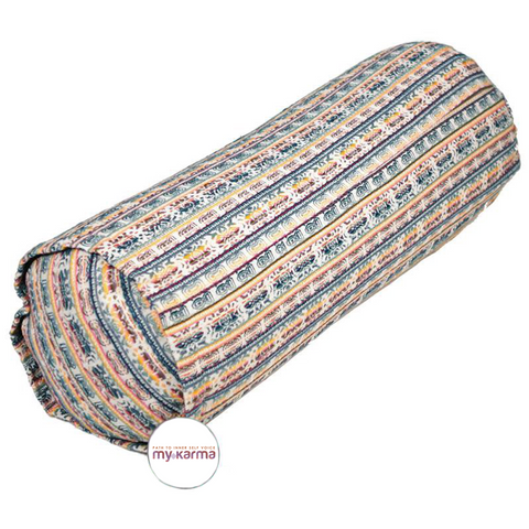 Στρογγυλό μαξιλάρι Bolster - rainbow - Οργανικό βαμβάκι με γέμιση φαγόπυρο. Διαστάσεις: 60 × 16 εκ - mykarma.gr