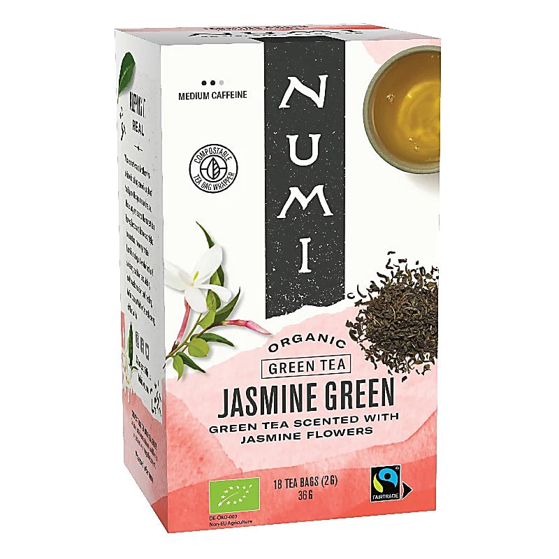 Organic Numi Jasmine Green Tea - 18 x 2 g  ΣΑΚΟΥΛΑΚΙΑ Πράσινο Τσάι με Γιασεμί-περιέχει καφεΐνη - mykarma.gr