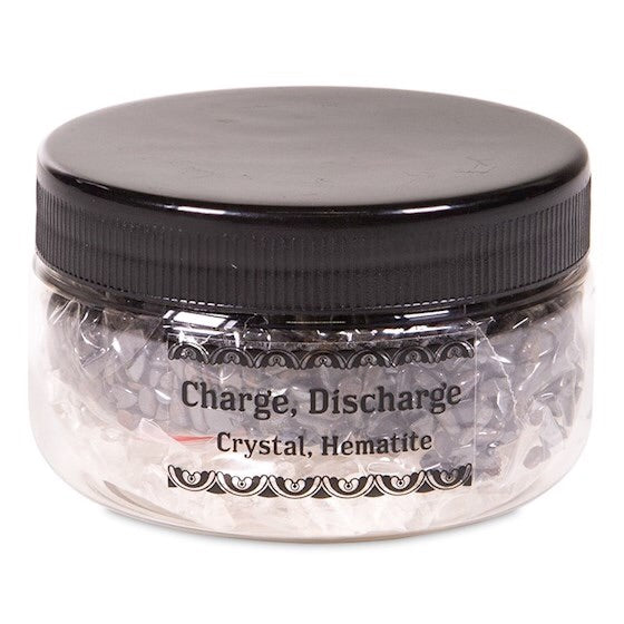 Φυσικό ορυκτό πέτρωμα-Ημιπολύτιμοι λίθοι -Αιματιτης+Λευκός Χαλαζίας(Hematite+Rock Crystal).Βάρος:250 g.Διαστάσεις: 0,5-1 εκ. - mykarma.gr