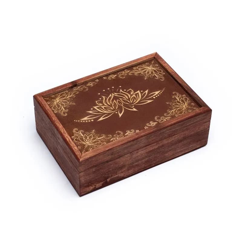 Κουτί κοσμημάτων Tarot- Lotus.Διαστάσεις: 17,5 × 13 × 6,5 cm.Υλικό: Ξύλο - mykarma.gr