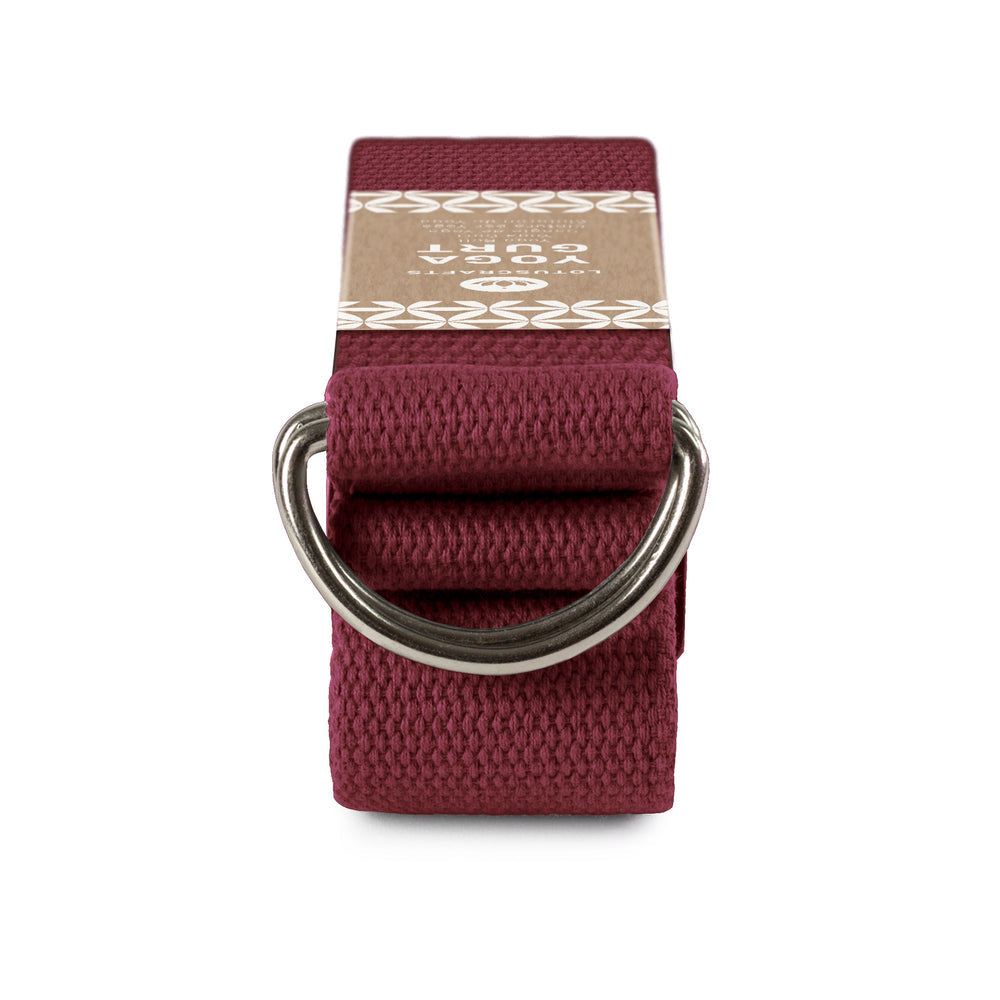 Lotuscrafts Ιμάντας γιόγκα D-Ring - Bordeaux - BIO βαμβάκι 250x3,8 εκ - mykarma.gr
