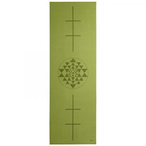 Bodhi στρώμα γιόγκα Leela με Yantra/Alignment - olive green  183 x 60 cm, 4.5 mm - mykarma.gr