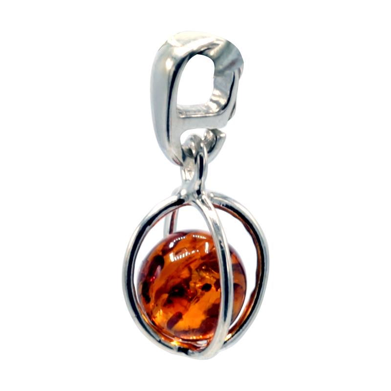 Μενταγιόν Κρεμαστό-Ασήμι 925 με Κεχριμπάρι (Amber).Διαστάσεις: 1,5 cm. Χαντρα 0,4 mm. - mykarma.gr