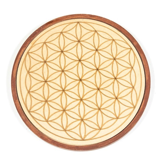 Wood Crystal Grid - Πλέγμα Κρυστάλλων Αγάπης-Love. Με 17 ημιπολύτιμους λίθους & ξύλο 15cm. - mykarma.gr