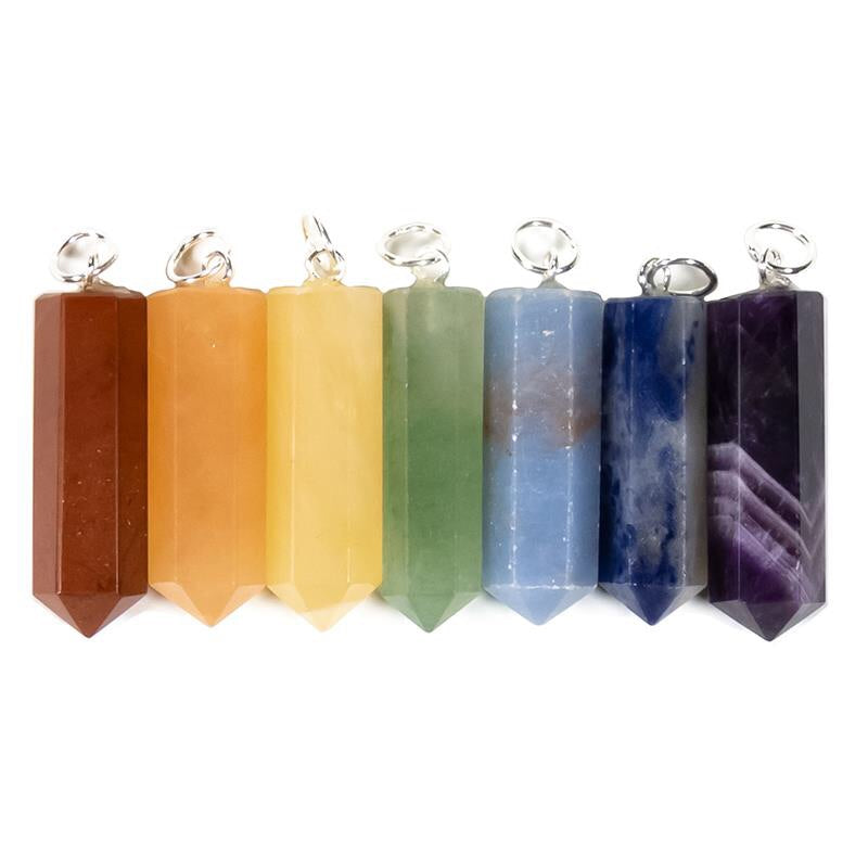 Σετ με 7 μενταγιόν των 7 Chakra απο ημιπολύτιμους λίθους. Μέγεθος 3,5 cm. - mykarma.gr