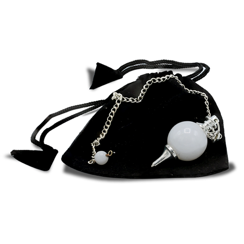 Εκκρεμές (Pendulum) - Λευκός Αχάτης(White Agate) & μέταλλο.Μέγεθος 3,5x1,7 cm Βάρος 12 g - mykarma.gr