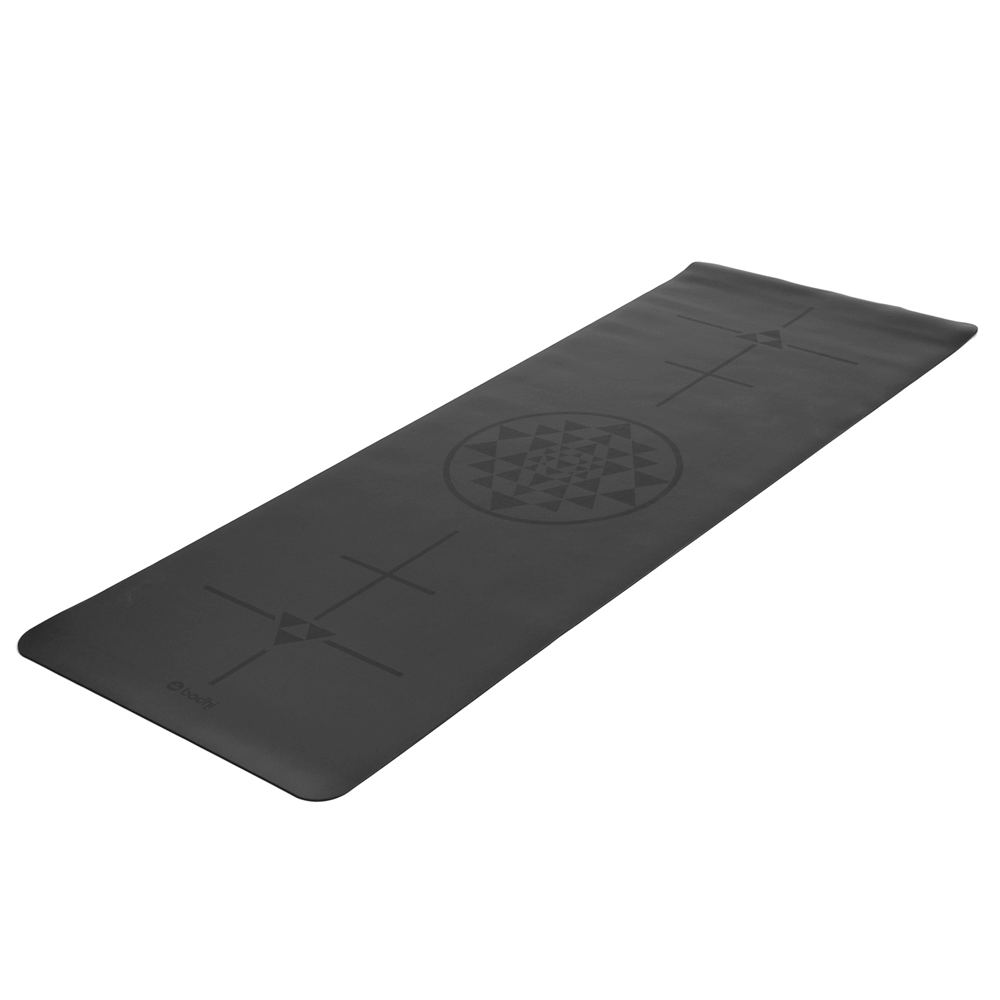 Bodhi - Στρώμα Yoga από φυσικό καουτσούκ & PU με Alignment Yantra - black 185 x 66 cm, 4 mm 2,5 kg - mykarma.gr