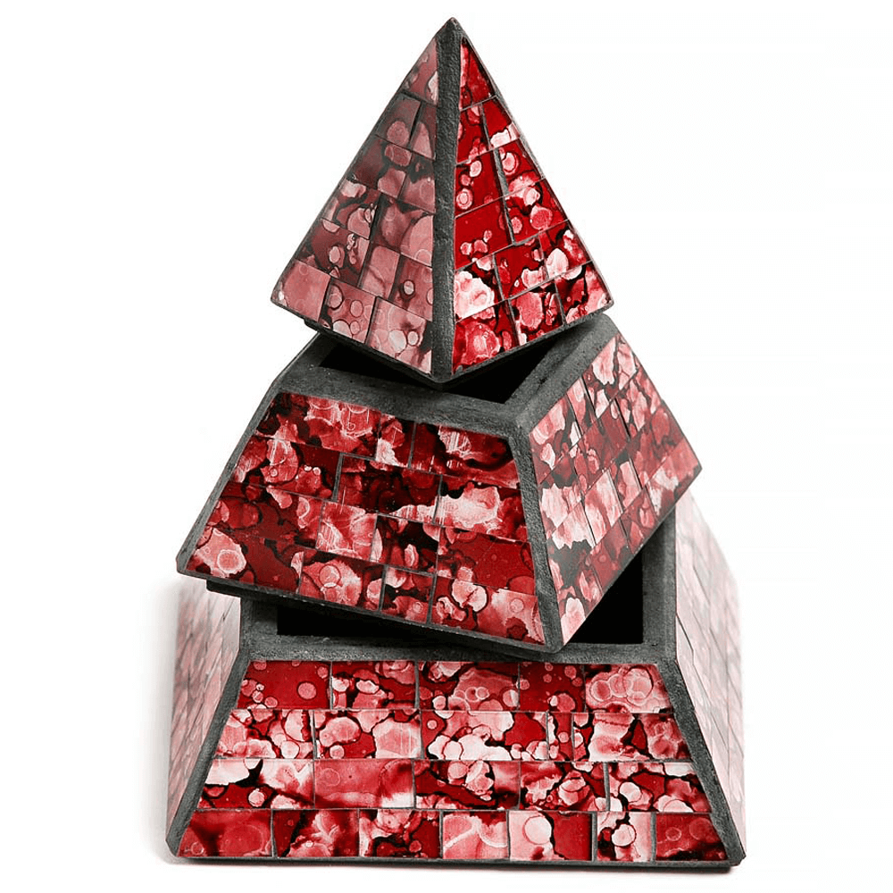 Ψηφιδωτή πυραμίδα -  Μπιζουτιέρα/Κοσμηματοθήκη Ύψος 20 εκ - mykarma.gr