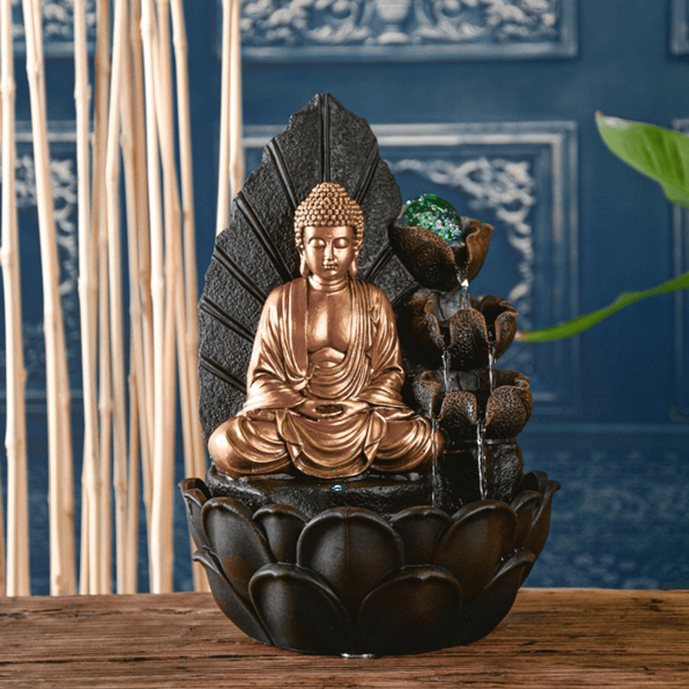 Συντριβάνι Buddha Hartha με μπάλα & LED Διαστάσεις: 27 x 27 x 40 cm - mykarma.gr