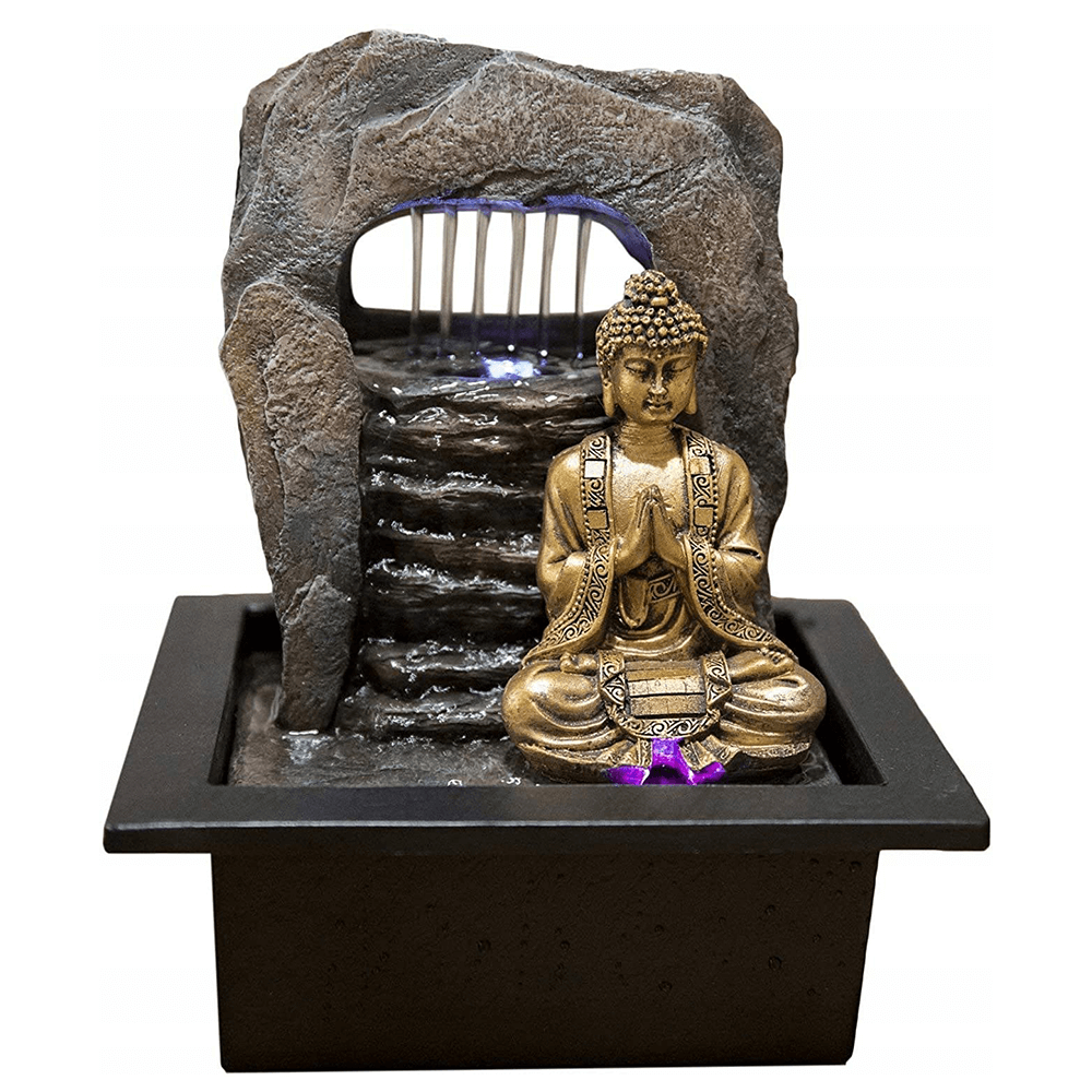 Συντριβάνι Βούδας - Zen DAO με βροχή και φωτάκι LED Διαστάσεις: 17 Χ 21 Χ 25 cm - mykarma.gr