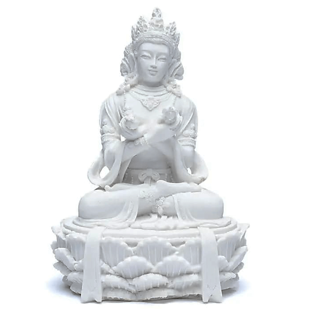 Άγαλμα του Βούδα με Dorje και Καμπάνα - λευκό Διαστάσεις: 11x17 cm - mykarma.gr