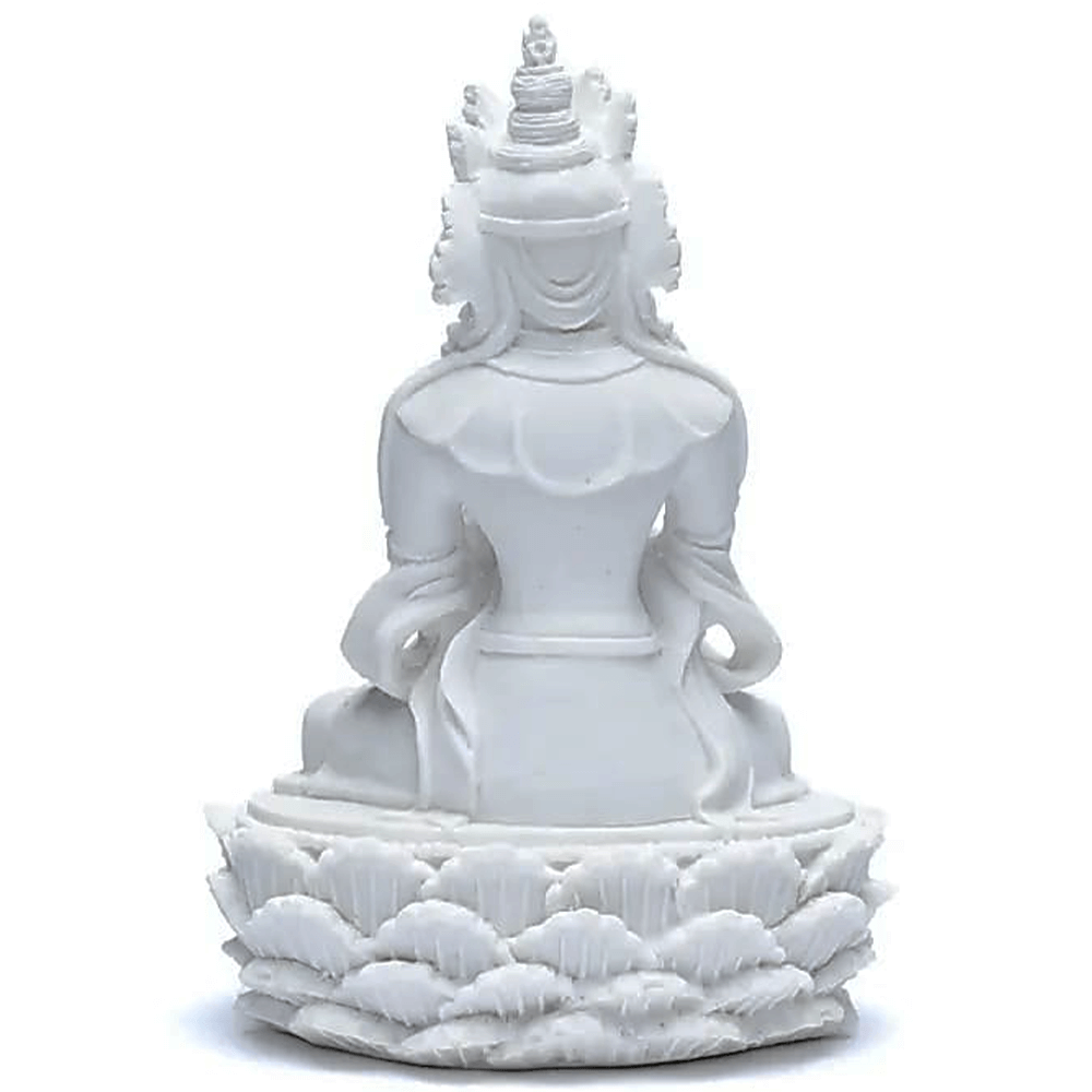 Άγαλμα του Βούδα με Dorje και Καμπάνα - λευκό Διαστάσεις: 11x17 cm - mykarma.gr