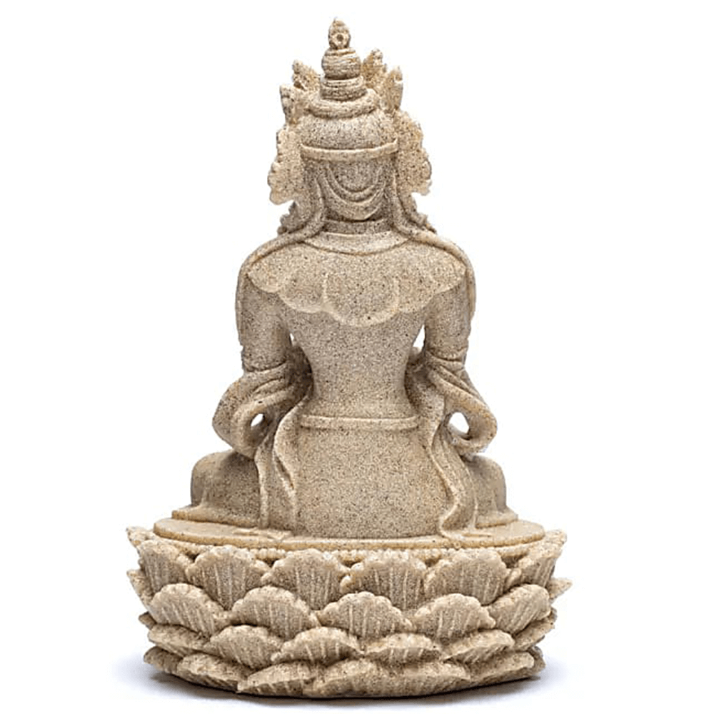 Άγαλμα του Βούδα με Dorje και Καμπάνα - χρώμα άμμου Διαστάσεις: 11x17 cm - mykarma.gr