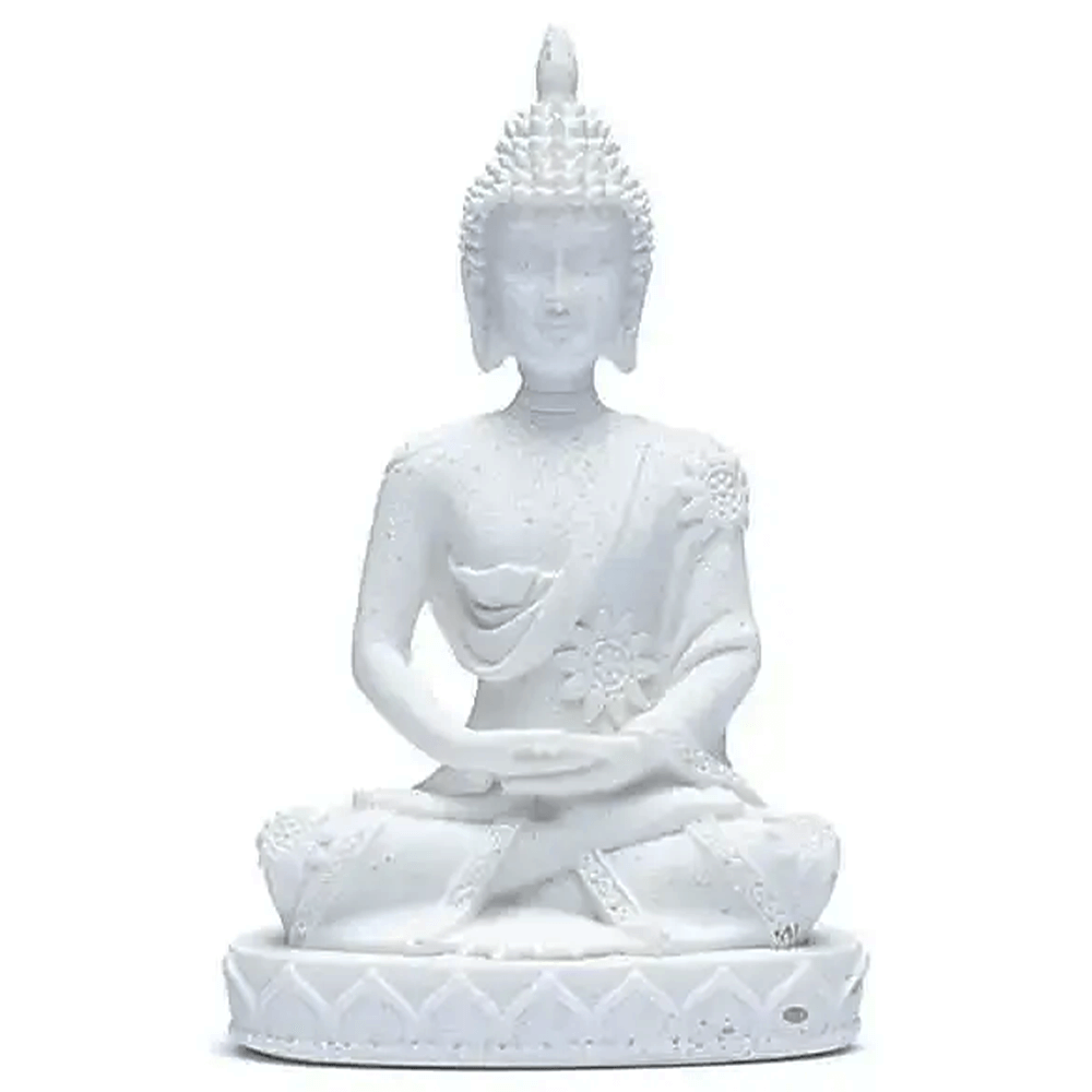 Άγαλμα Διαλογιζόμενος Βούδας - λευκό Διαστάσεις: 5x8 cm - mykarma.gr