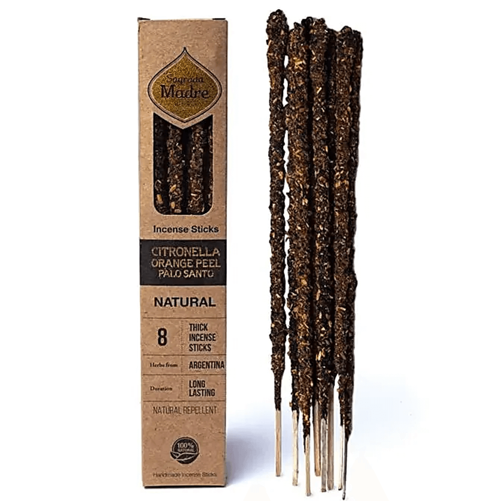 Αρωματικό Στικ - Sagrada Madre - Natural Citronella, Orange & Palo Santo Χρόνος καύσης ανά Στικ ±60 λεπτά Βάρος: ±30 gr - mykarma.gr