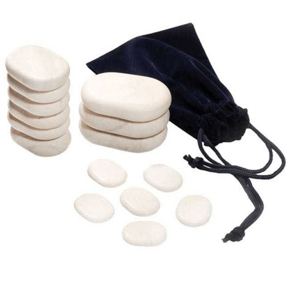 Σετ από 15 πέτρες για μασάζ - Cold Stone Set για «Θεραπεία με κρύες πέτρες» σε βελούδινη τσάντα - mykarma.gr