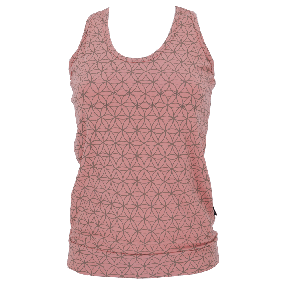 Γιόγκα T-shirt από οργανικό βαμβάκι με σχέδιο «Λουλούδι της Ζωής» - Ροζ - Small - mykarma.gr