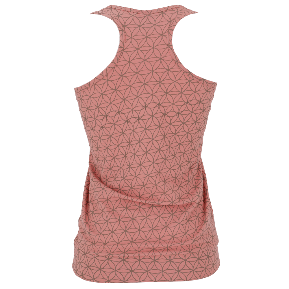 Γιόγκα T-shirt από οργανικό βαμβάκι με σχέδιο «Λουλούδι της Ζωής» - Ροζ - Small - mykarma.gr