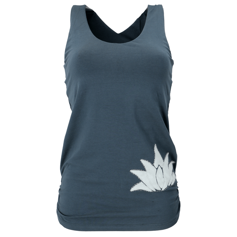 Γιόγκα T-shirt από οργανικό βαμβάκι με σχέδιο Λωτό - Οrion Βlue - mykarma.gr