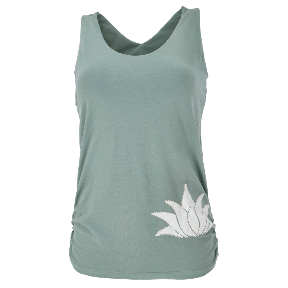 Γιόγκα T-shirt από οργανικό βαμβάκι με σχέδιο Λωτό - aqua - mykarma.gr