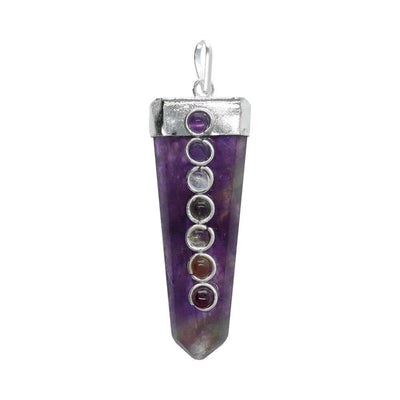 Κρεμαστό Μενταγιόν από Αμέθυστο (Amethyst) με ημιπολύτιμους λίθους 7 τσάκρα Διαστάσεις: 5 εκ - mykarma.gr