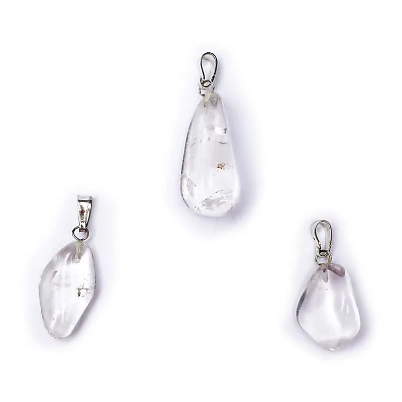 Κρεμαστό Μενταγιόν από Λευκό Χαλαζία (Rock Crystal) Διαστάσεις: 2 εκ (Η συσκευασία περιέχει 1 τεμάχιο) - mykarma.gr