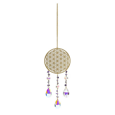 Suncatcher (Ηλιοπαγίδα) - Κρύσταλλοι Feng Shui με “Flower of Life” & ημιπολύτιμους λίθους Αμέθυστο Διαστάσεις: 35 εκ - mykarma.gr