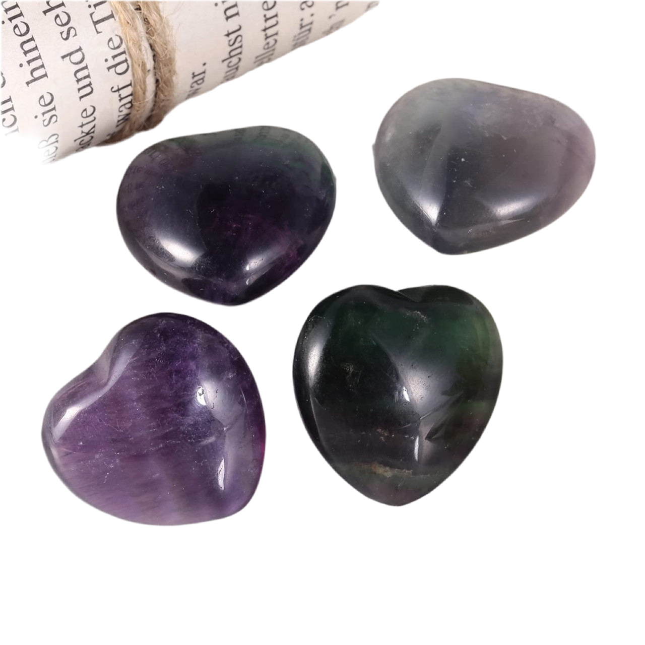 Πέτρα Ανησυχίας (Worry stone) - Φθορίτης (Fluorite) - σε σχήμα Καρδιά Διαστάσεις: ±4 cm (Η συσκευασία περιέχει 1 τεμάχιο)