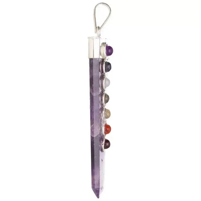 Κρεμαστό Μενταγιόν από Αμέθυστο (Amethyst) με ημιπολύτιμους λίθους 7 τσάκρα Διαστάσεις: 5 εκ - mykarma.gr