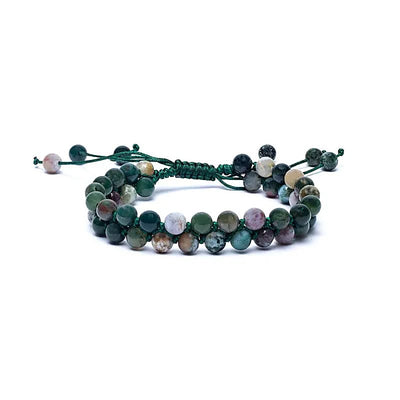 Βραχιόλι Αχάτης (Agate)-μακραμέ διπλή σειρά Χάντρα: 0,6 cm Μέγεθος ρυθμιζόμενο - mykarma.gr